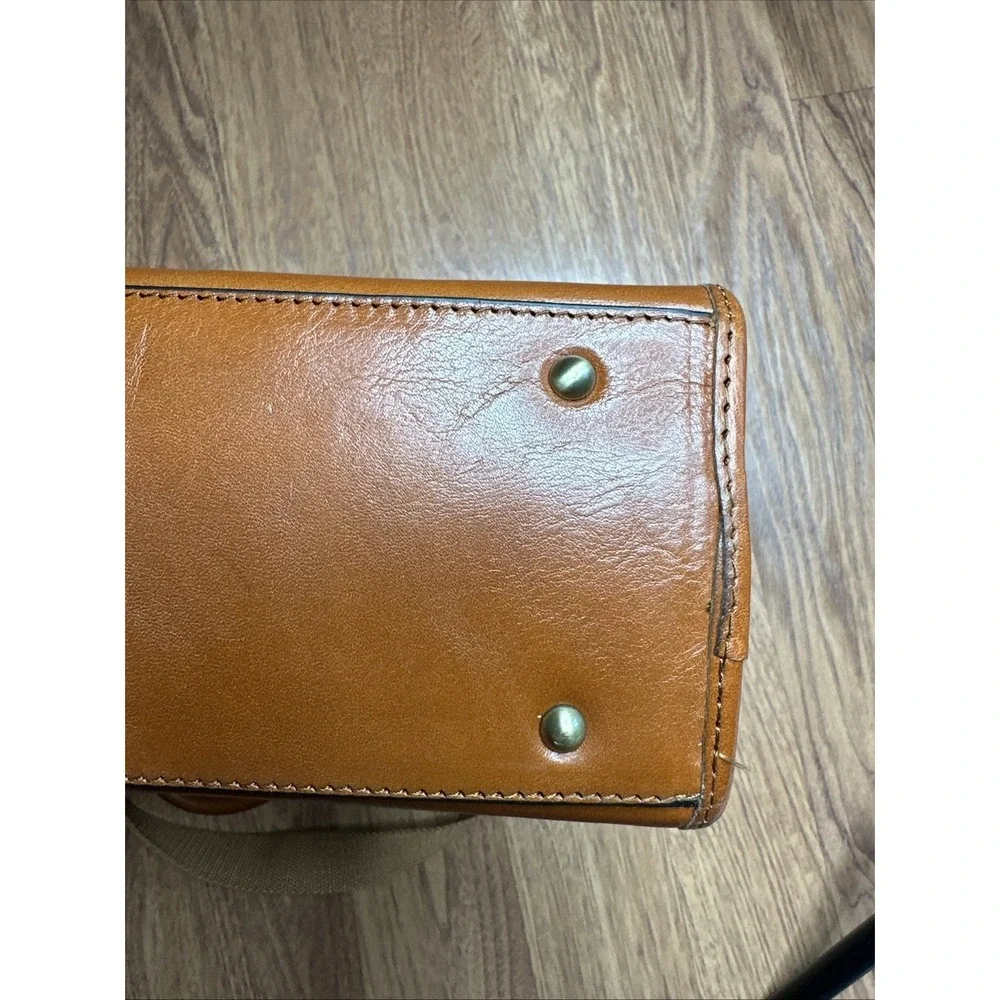 Banuce Whole Grain Italian Leather Business Computer Bag Brown W/Strap